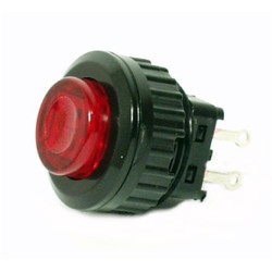 INTERRUTTORE UNIPOLOLARE PULSANTE 1A 250VAC LUMINOSO LED ROSSO D18MM
