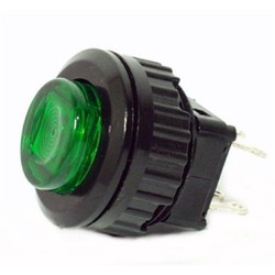 INTERRUTTORE UNIPOLOLARE PULSANTE 1A 250VAC LUMINOSO LED VERDE D18MM