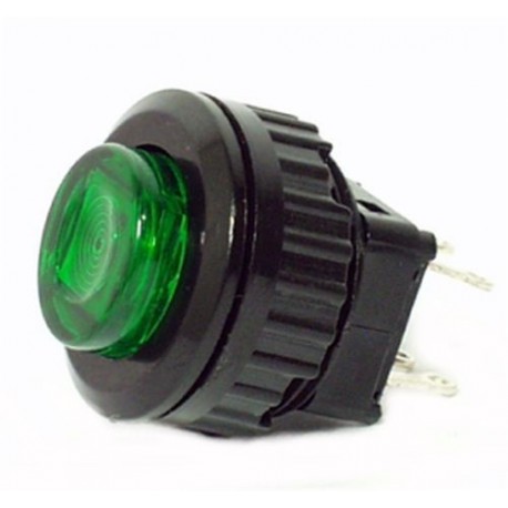 INTERRUTTORE UNIPOLOLARE PULSANTE 1A 250VAC LUMINOSO LED VERDE D18MM