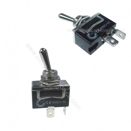 INTERRUTTORE UNIPOLARE A LEVA 2 POSIZIONI 10A 250Vac FORO 12mm F.6,3mm