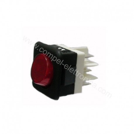 DEVIATORE BIPOLARE A BASCULA LUMINOSO ROSSO 16A 250VAC
