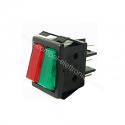 DOPPIO DEVIATORE A BASCULA 10A 250VAC LUMINOSO ROSSO/VERDE