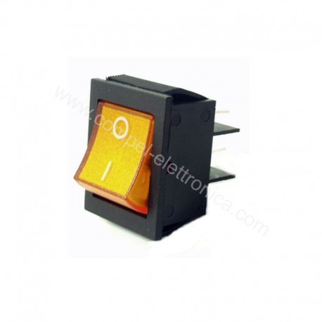 INTERRUTTORE BIPOLARE LUMINOSO 15A 250Vac GIALLO 33x25mm