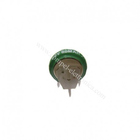 BATTERIA RICARICABILE NI-MH BOTTONE 1,2V 80MA CIRCUITO STAMPATO