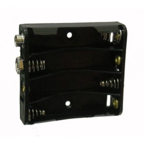 PORTABATTERIE PER 4 MINISTILO AAA ORIZZONTALE CON CONTATTO BOTTONE CLIP
