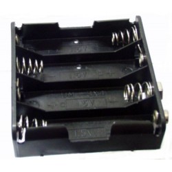 PORTABATTERIE PER 4 STILO AA ORIZZONTALE CON CONTATTO A BOTTONE (CLIP)