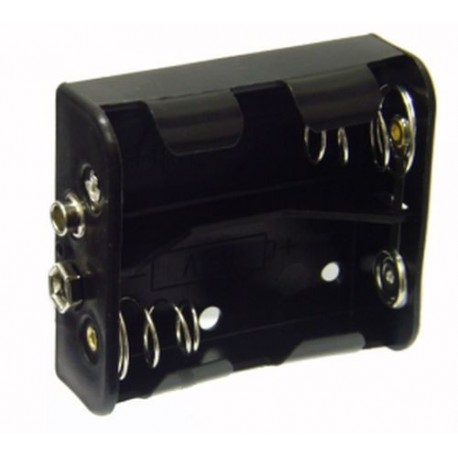 PORTABATTERIE PER 2 1/2 TORCE C ORIZZONTALE CON CONTATTO A BOTTONE CLIP