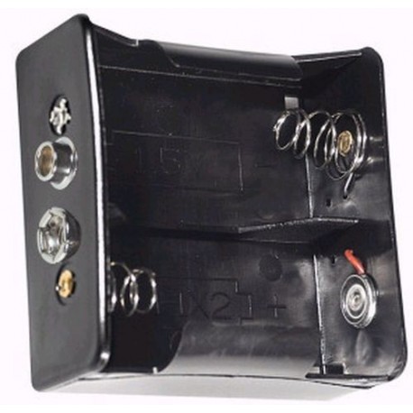 PORTABATTERIE PER 2 TORCE D ORIZZONTALE CON CONTATTO A BOTTONE (CLIP)