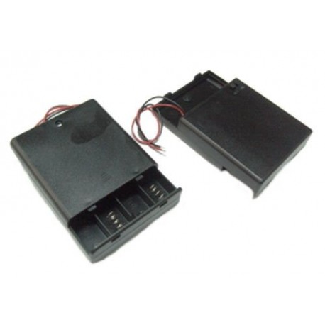 PORTABATTERIE PER 4 BATTERIE STILO AA CHIUSO CON INTERRUTTORE