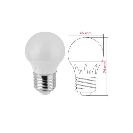 LAMPADA A LED E27 230V 4W 6K MINI BULBO OPACO -Dimmerabile