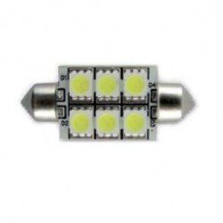 LAMPADINA A LED FESTOON 10-30V 1,5W 6K 37/39MM 6 LED PIATTA
