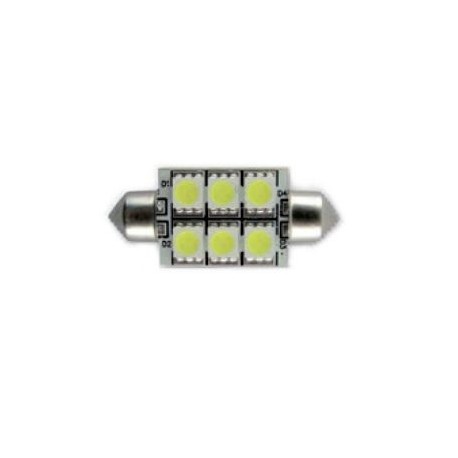 LAMPADINA A LED FESTOON 10-30V 1,5W 6K 37/39MM 6 LED PIATTA