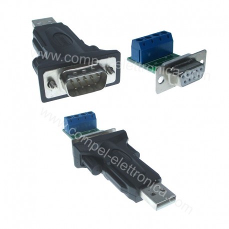CONVERTITORE INTERFACCIA DA USB "A" 2.0 MASCHIO A RS485 9 PIN MASCHIO