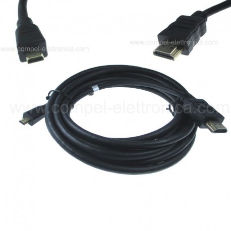 CAVO HDMI ALTA VELOCITA' CON ETHERNET V1.4 / HDMI MICRO Tipo D 2,5MT