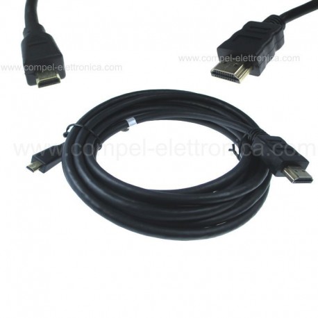 CAVO HDMI ALTA VELOCITA' CON ETHERNET V1.4 / HDMI MICRO Tipo D 3MT