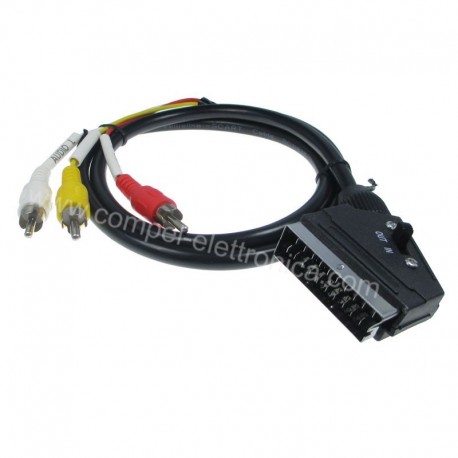 CAVO SCART 21P/3RCA ED INTERRUTTORE 2MT