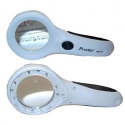 LENTE INGRANDIMENTO 3X (8D) CON 8 LED 1 UV MA019 PROSKIT