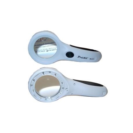 LENTE INGRANDIMENTO 3X (8D) CON 8 LED 1 UV MA019 PROSKIT