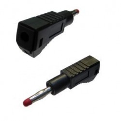 SPINA BANANA M/F 600V 32A CON PROTEZIONE DIAM. 4MM NERA