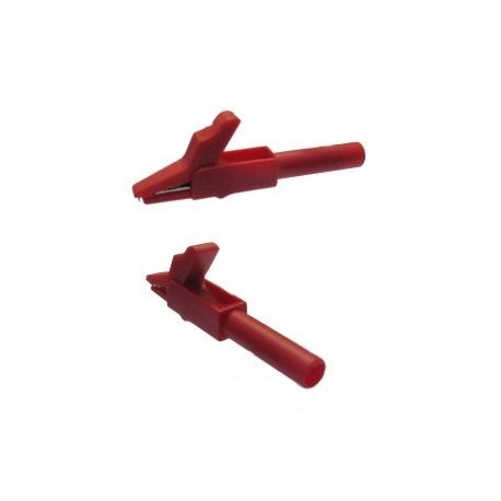COCCODRILLO ISOLATO 300V 15A PER SPINA DIAM. 4MM ROSSO