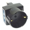 ADATTATORE SPINA 16A 250VAC A PRESA SCHUKO 2 PRESE 10/16A 250VAC NERA