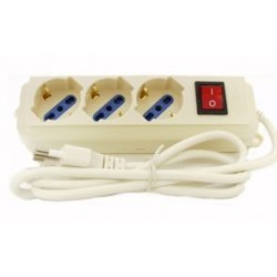 PRESA MULTIPLA 3 PRESE BIPASSO SCHUKO INTERRUTTORE BIANCA