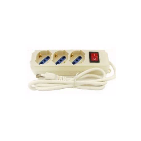 PRESA MULTIPLA 3 PRESE BIPASSO SCHUKO INTERRUTTORE BIANCA