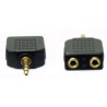 ADATTATORE SPINA 3,5 STEREO A 2 PRESE 3,5 STEREO ottone dorato