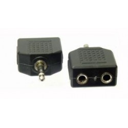 ADATTATORE SPINA 3,5 STEREO A 2 PRESE 3,5 STEREO ottone nichelato