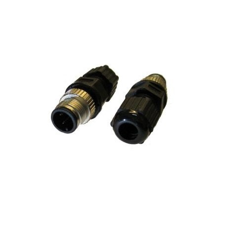 CONNETTORE M12 3 POLI MASCHIO FILETTATURA ESTERNA IN METALLO