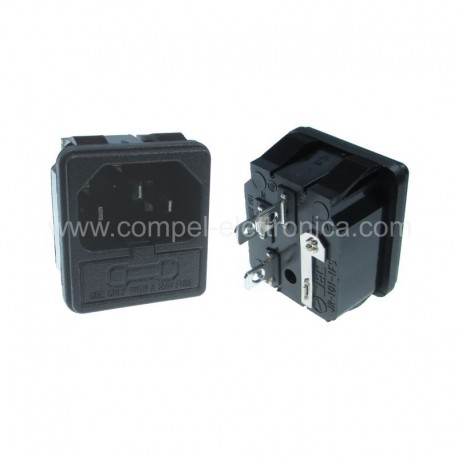 SPINA PANNELLO TRIPOLARE 10A 250Vac-VDE C14 AUTOBLOCCANTE PORTAFUSIBILE