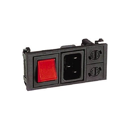 SPINA PANNELLO TRIPOLARE 10A250Vac C14 INTERRUTTORE ROS 2 PORTAFUSIBILE