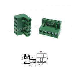 MORSETTIERA FEMMINA A SPINA 5 POLI PASSO 5MM
