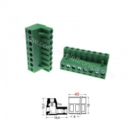 MORSETTIERA FEMMINA A SPINA 8 POLI PASSO 5MM