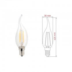 LAMPADA A LED E14 230V 4W 3K CANDELA VETRO C/PUNTA TRASP.FILAMENTO CERAM