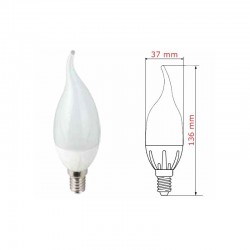 LAMPADA A LED E14 230V 6W 6K CANDELA OPACA A PUNTA
