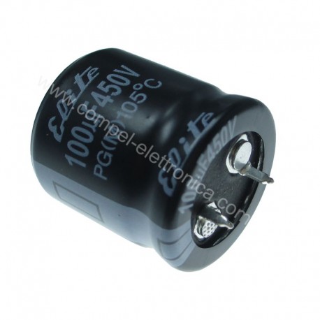 CONDENSATORI ELETTROLITICI SNAP-IN C/S 100uF 450V 25,6x26mm 105°