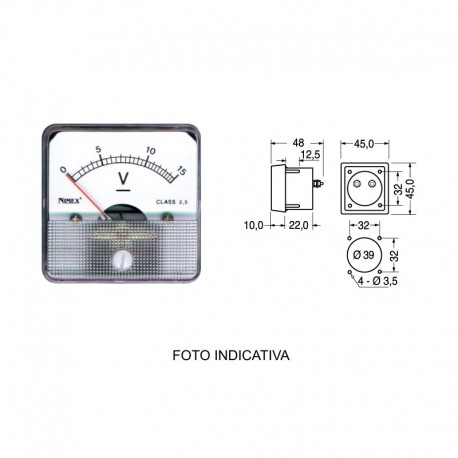 VOLMETRO ANALOGICO DA PANNELLO 45X45 30V CC