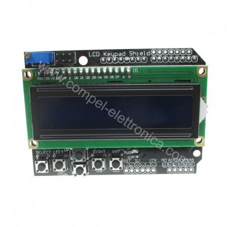 MODULO SHIELD DISPLAY LCD1602 2 RIGHE 16 CARATTERI E TASTIERA X ARDUINO