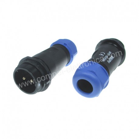 SPINA SP21 MASCHIO VOLANTE 2 POLI IP68 FILETTATURA ESTERNA