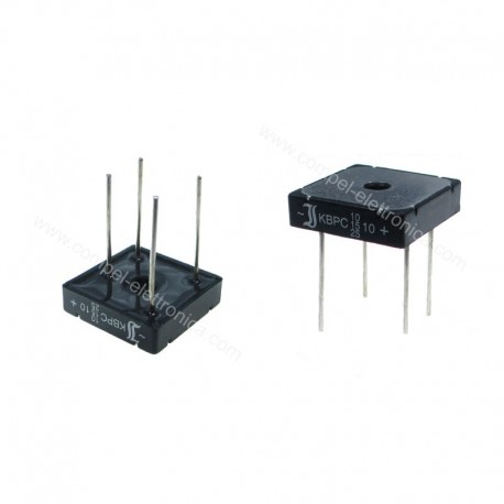 KBPC 1010 W PONTE DIODO 10A 1000V 28.6x28.6x7.3mm A SALDARE SU SCHEDA