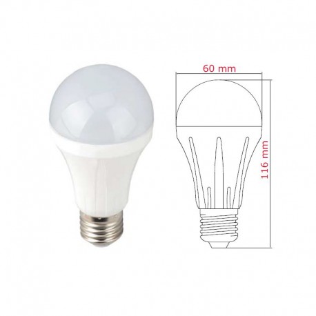 LAMPADA A LED E27 230V 12W 4K BULBO OPACO