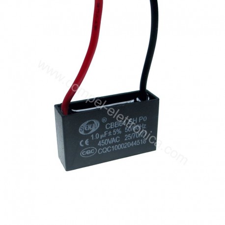 CONDENSATORI DI AVVIAMENTO PER MOTORI IN BOX 1uF 450Vac A FILO