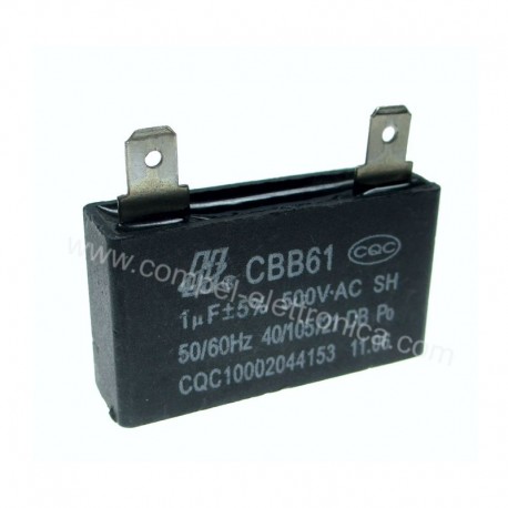 CONDENSATORI DI AVVIAMENTO PER MOTORI IN BOX 1uF 450Vac A FASTON