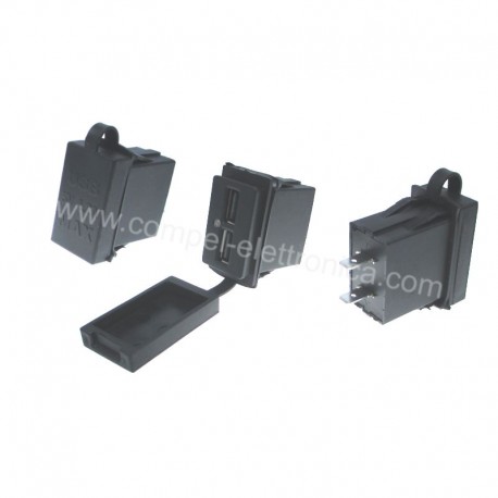 DOPPIA PRESA USB DA PANNELLO 12/24V 4,2A CON FISSAGGIO AUTOBLOCCANTE