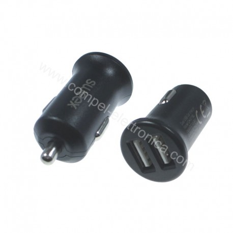 CARICABATTERA PER AUTO 12/24V - 2xUSB 5V 2,4A - NERO