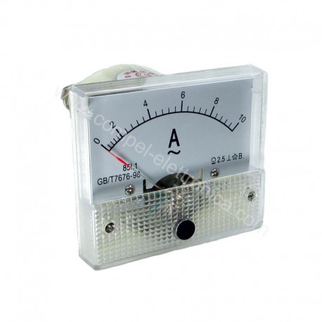 AMPEROMETRO ANALOGICO DA PANNELLO 63x55 10A CORRENTE ALTERNATA