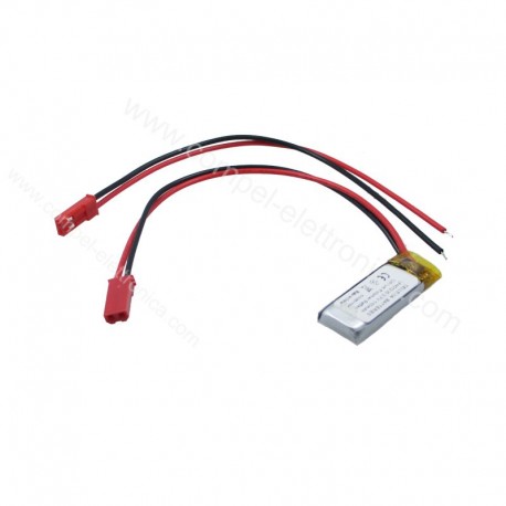 BATTERIA 3,7V 110mAh Li-PO 4x12x30H mm CON CONNETTORE M/F 2 FILI