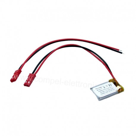 BATTERIA 3,7V 85mAh Li-PO 3x15x25H mm CON CONNETTORE M/F 2 FILI