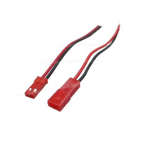 CONNETTORE JST MASCHIO / FEMMINA 2 POLI CON CAVETTO ROSSO/NERO